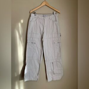 Los Angeles Sixty Six Off White tan Wide Leg Light Weight Cargo Pants Size 9